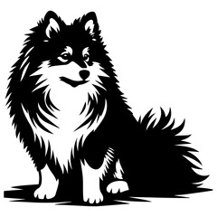 Yakutian Laika vector silhouette illustration black color