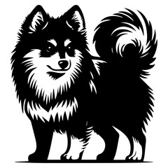 Fototapeta premium Yakutian Laika vector silhouette illustration black color