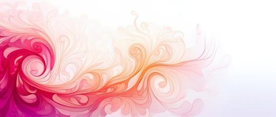 Fototapeta na wymiar Artistic pink and orange watercolor wave flowing. Beautiful, unique banner for emotions, connections, greetings.