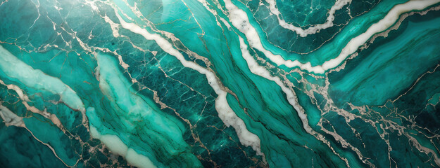 abstract green teal turquoise malachite and marble surface luxury texture panoramic background - obrazy, fototapety, plakaty