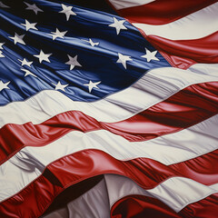 USA flag waving in the wind for America symbole of  US