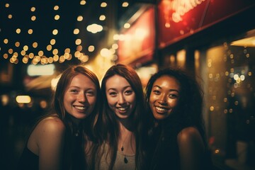 Embracing Diversity: Multicultural Friends Come Together for a Night Out Filled with Happiness, Fun, Laughter, and the Joy of Bonding, Celebrating the Beauty of Friendship in All Its Forms