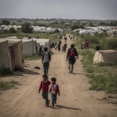 Obóz dla uchodźców - obrazy, fototapety, plakaty