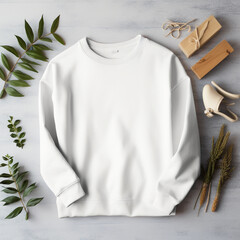 white sweatshirt for print on a neutral background. ai generated