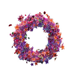 Spring wreath full of colorful flowers