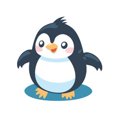 Cartoon Pinguin auf blauem Oval AI Generative