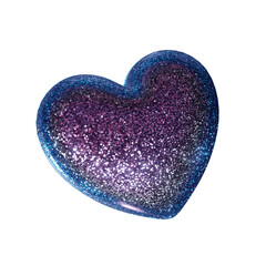 Glittery 3d heart isolated on transparent