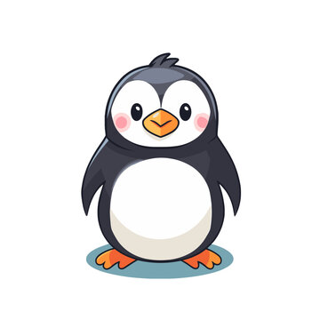 Cartoon Pinguin auf blauem Oval AI Generative