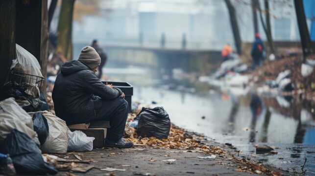 poor homeless man on the street.