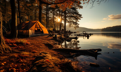Shoreline Serenity: A Cozy Tent Amidst Nature's Tranquility