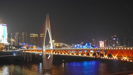 Fototapeta na wymiar Nighttime view of Qianmen Bridge in Beijing, China.