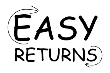 Easy returns illustration in black style, isolated on white background
