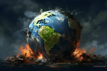 Foto op Canvas A planet on scorched earth. The concept of global ecocide. © Галя Дорожинська