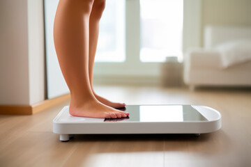 Fototapeta premium woman checking her weight on the scale