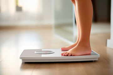 Fototapeta premium woman checking her weight on the scale