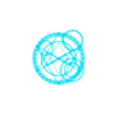 Linear geometric luminous blue symbol, a star in a circle,  sacred sign of magic and alchemy