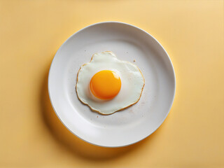 Fried egg isolated on a white plate