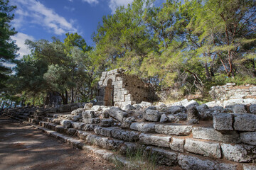Phaselis Ancient City in Kemer of Antalya. Glorious beaches, calm sea, fab snorkelling and all set within ancient ruins that set the imagination. The charming historical place a the tranquil beach.