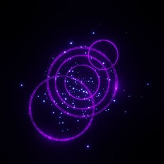 Purple occult pentagram symbols. Magic circles. Esoteric Illuminati tattoo. Astrology pictograms. Alchemy signs