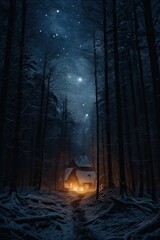 Winter Snow Forest, Beautiful Scenery, Generative AI