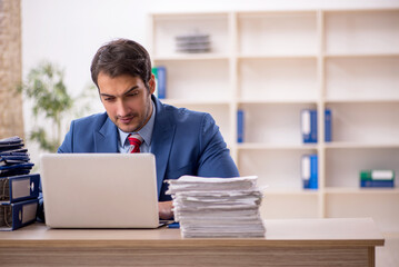 Young male employee working in the office