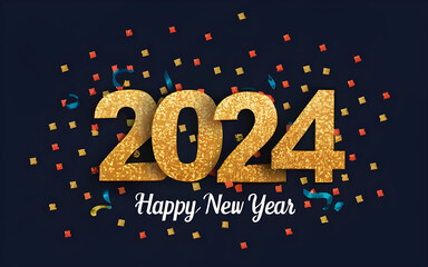 Happy New Year 2024 confetti background.
