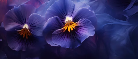 Fototapeten Detailed macro of pansy petal patterns and hues. © smth.design