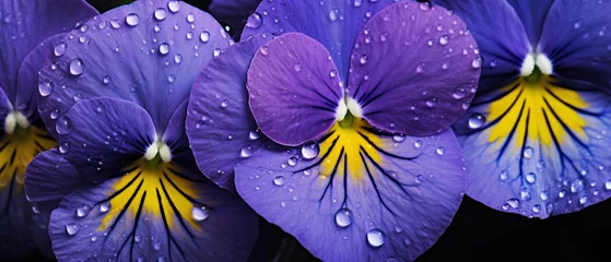 Tuinposter Detailed macro of pansy petal patterns and hues. © smth.design