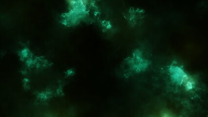 Futuristic space particles in bright green energy structure