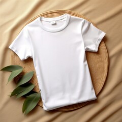 White t-shirt positioned for mockup design,shirt mockup photography , Generative Ai 
