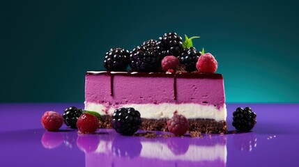 Delicious Maqui Berry Cheesecake - obrazy, fototapety, plakaty
