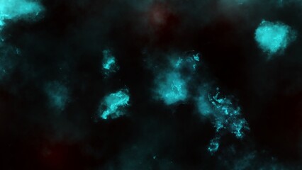Abstract blue sparkles and smoke on dark background