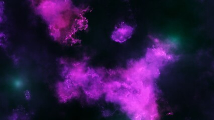 bright purple nebula and the glitter of stars.
