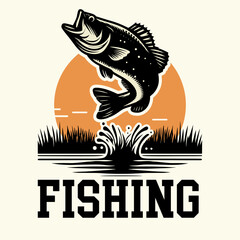Vector simple and minimalist fishing t-shirt design