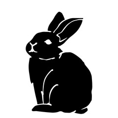 Silhouette, doodles of a forest herbivore animal rabbit, hare. Vector graphics.