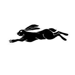 Silhouette, doodles of a forest herbivore animal rabbit, hare. Vector graphics.