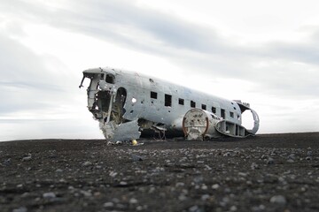 Old rusty Solheimasandur Crash Plane Wreck in South Iceland