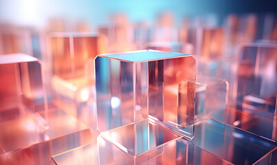 A serene composition of translucent glass cubes.