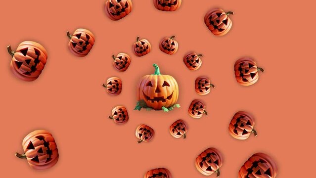 Stop motion Helloween Pumpkin appear and disappear on pastel background. High quality video 4K. Detailed stop motion video. Background or wallpaper in food and drinks videos.