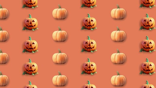 Stop motion Helloween Pumpkin appear and disappear on pastel background. High quality video 4K. Detailed stop motion video. Background or wallpaper in food and drinks videos.