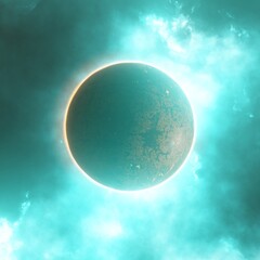 Deep space planets, detailed science fiction wallpaper, cosmic landscape.