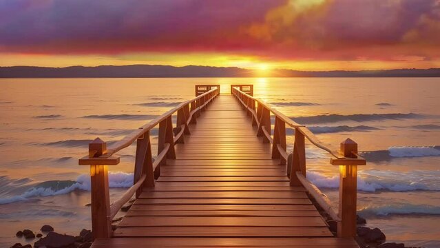 wooden bridge stands as a symbol of serenity and connection to the tranquil atmosphere.