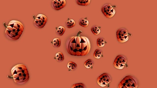 Stop motion Helloween Pumpkin appear and disappear on pastel background. High quality video 4K. Detailed stop motion video. Background or wallpaper in food and drinks videos.