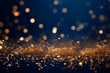 Obraz premium Gold glitter on a dark blue background. High quality