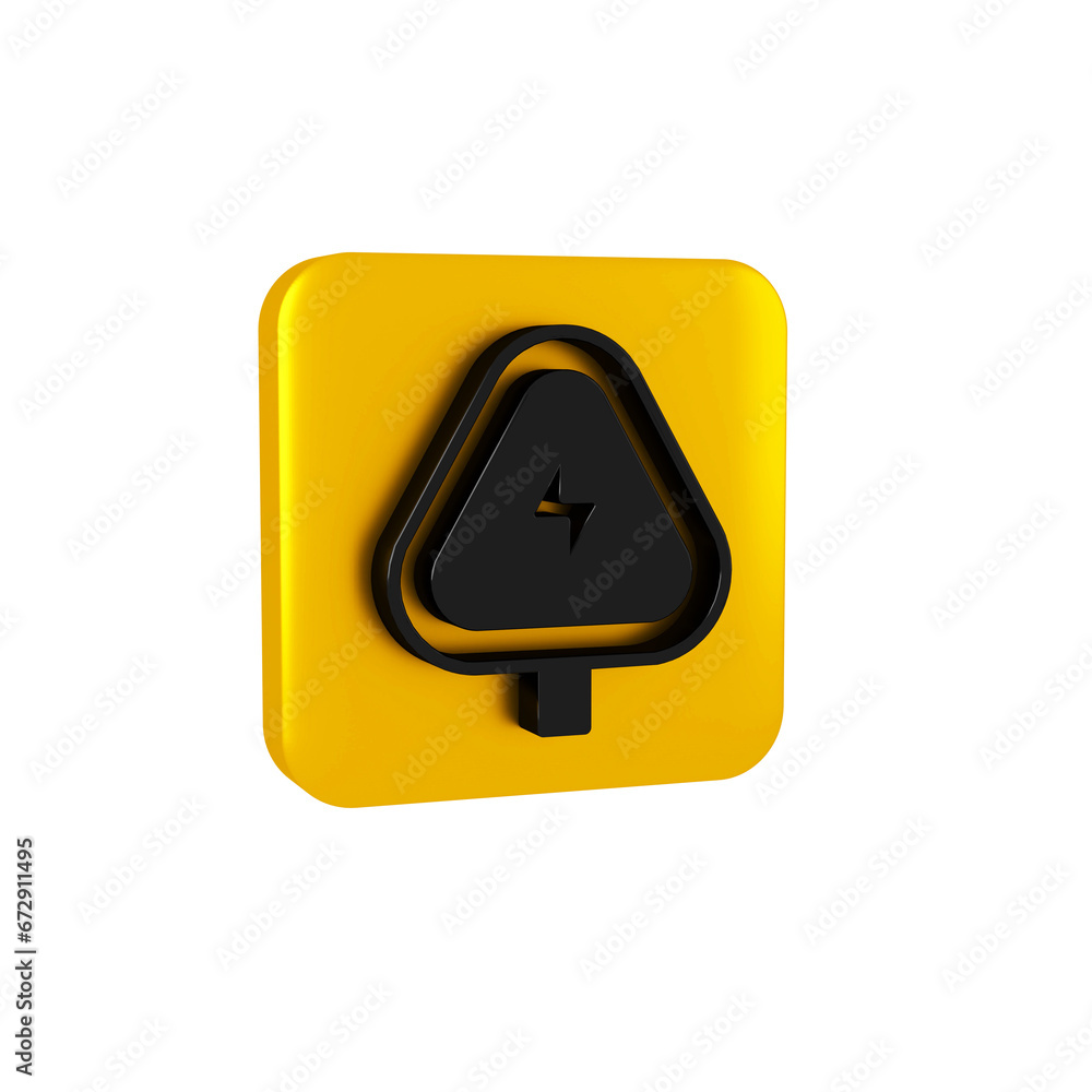 Poster black high voltage sign icon isolated on transparent background. danger symbol. arrow in triangle. w