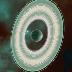 alien planet with ring, 3D render planet with abstract space background