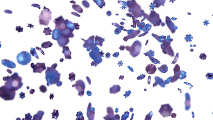 Flying snow particles on a black background
