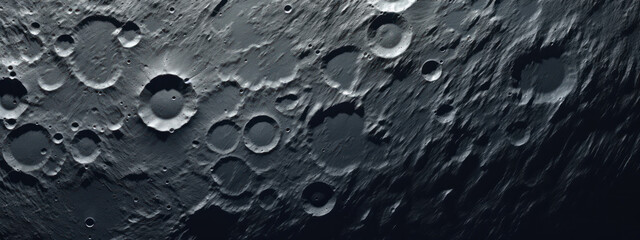 Detailed moon surface with craters and textures.