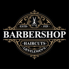 Vintage luxury logo design. Antique label. Suitable for barber shop wine shop signage beer brewing whiskey tattoo studio label salon.