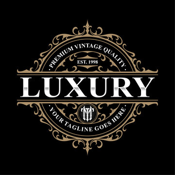 Vintage luxury logo design. Antique label. Suitable for whiskey barber shop tattoo studio label wine beer brewing salon shop signage.
